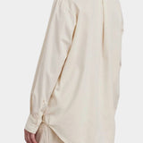 Black Crane Work Shirt Natural back view showing center pleat, dropped shoulders and curved hem