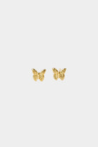 Earrings - YUCCA, Gold Butterfly Stud Earrings with softly etched detail and 18K gold plating, delicate everyday stud earrings.