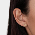Earrings - YUCCA, Gold Butterfly Stud Earrings with softly etched detail and 18K gold plating, delicate everyday stud earrings.
