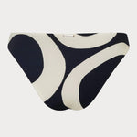 High leg low rise bikini bottom in sandy black and white graphic print by Cala de la Cruz