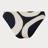 High leg low rise bikini bottom in sandy black and white graphic print by Cala de la Cruz
