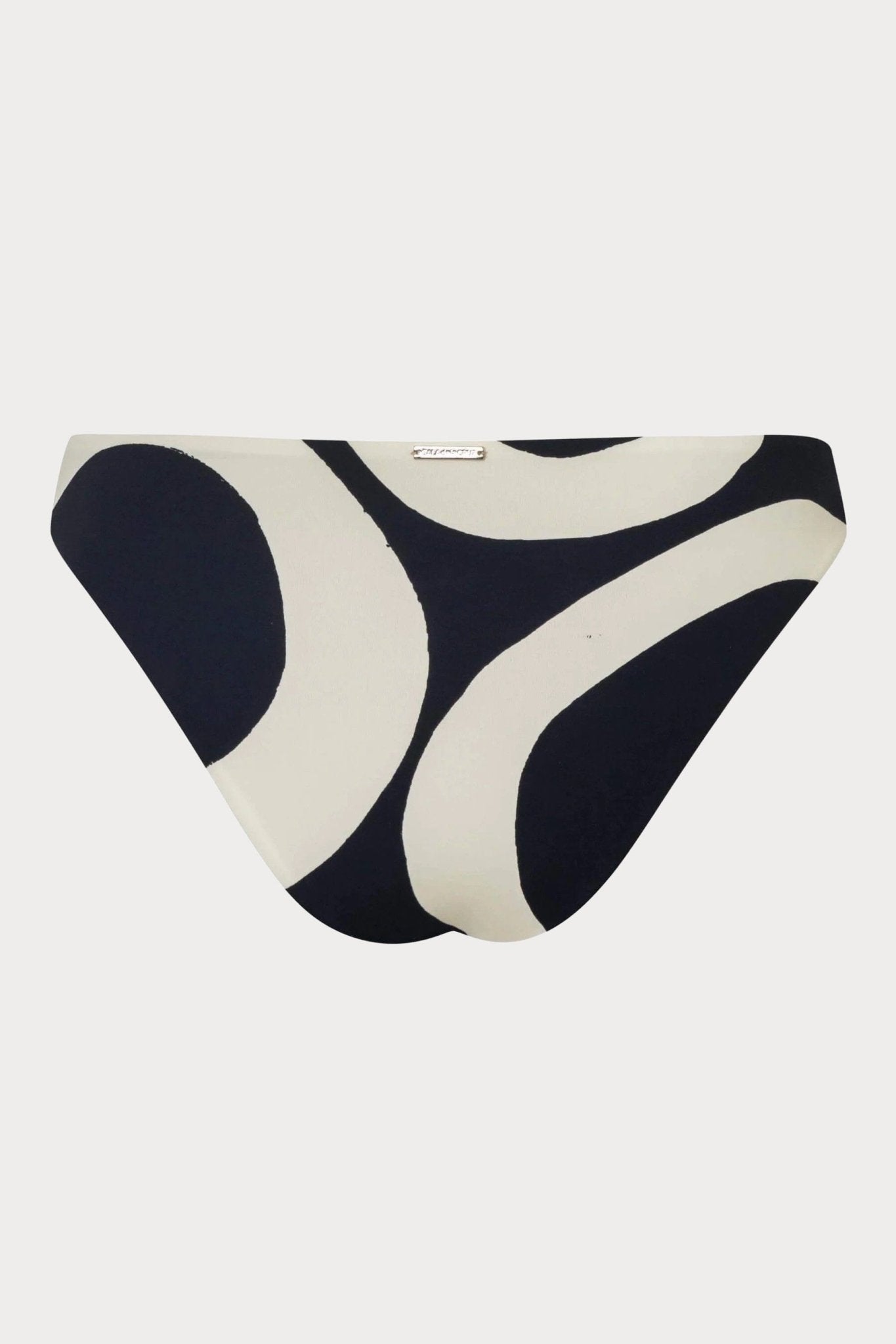 High leg low rise bikini bottom in sandy black and white graphic print by Cala de la Cruz