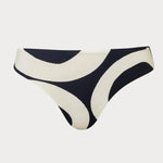High leg low rise bikini bottom in sandy black and white graphic print by Cala de la Cruz