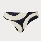 High leg low rise bikini bottom in sandy black and white graphic print by Cala de la Cruz