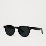 CHIMI 01 Sunglasses Black angled view featuring sculpted square silhouette and glossy acetate construction