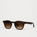 CHIMI 01 Sunglasses Brown angled side view showing rounded square silhouette and thick acetate temples
