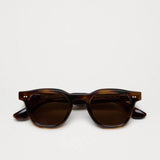 CHIMI 01 Sunglasses Tortoise angled side view with warm tortoise acetate frame and brown lenses