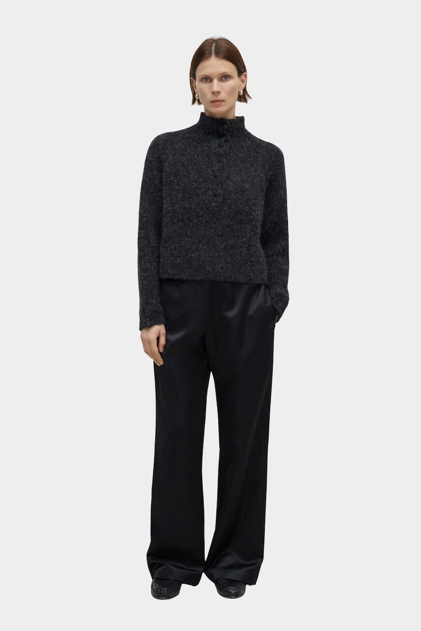 Cordera - Baby Alpaca Polo Sweater - Anthracite - Knitwear - YUCCA, Yucca store Denver,  women’s high quality sweaters.