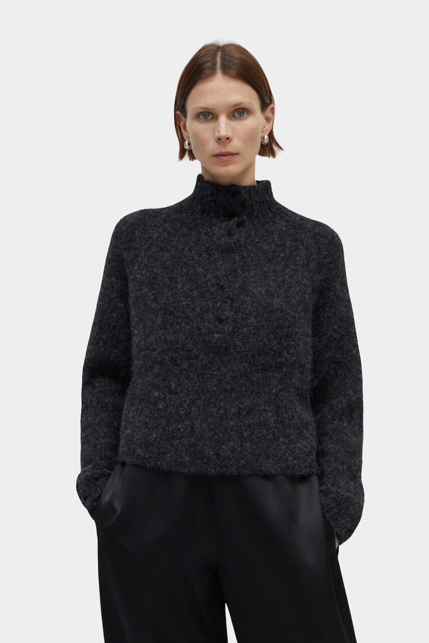 Cordera - Baby Alpaca Polo Sweater - Anthracite - Knitwear - YUCCA, Yucca store Denver,  women’s high quality sweaters.