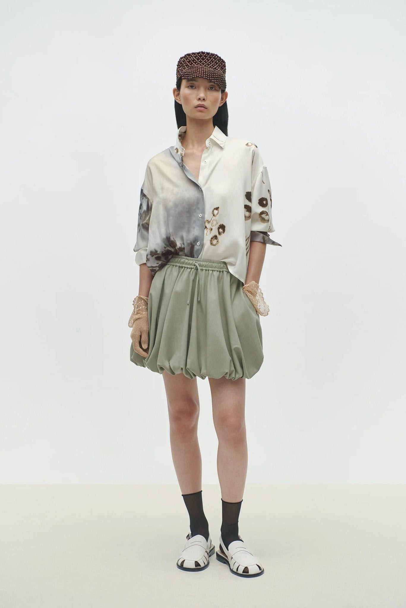 Cordera - Balloon Mini Skirt - Salvia - Skirts - YUCCA, boutique stores near me, capsule wardrobe, fashion for women over 50.