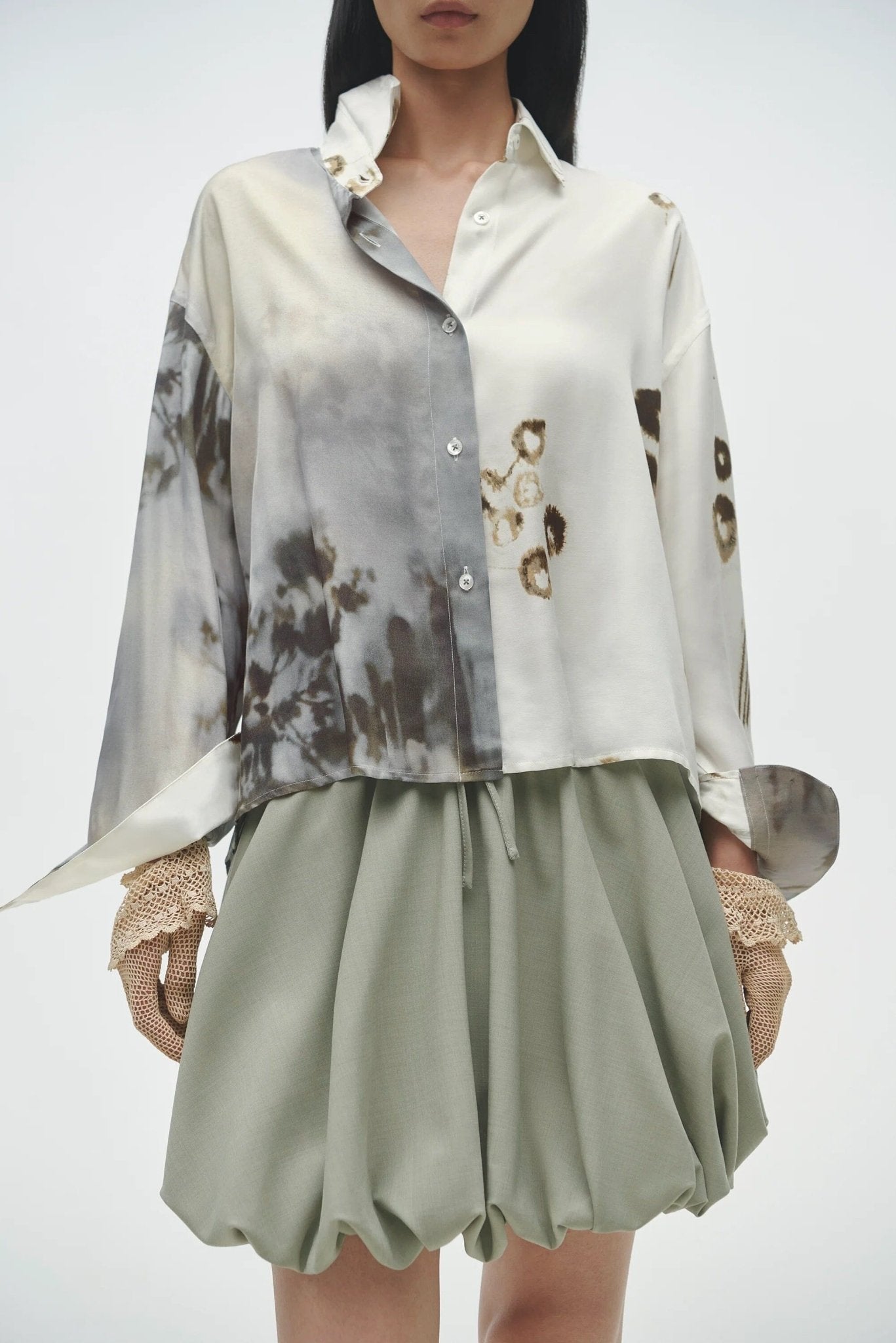 Cordera - Balloon Mini Skirt - Salvia - Skirts - YUCCA, boutique stores near me, capsule wardrobe, fashion for women over 50.