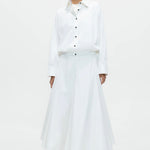 Cordera Bomber Shirt White oversized cotton bomber shirt full-length view