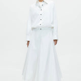 Cordera Bomber Shirt White oversized cotton bomber shirt full-length view