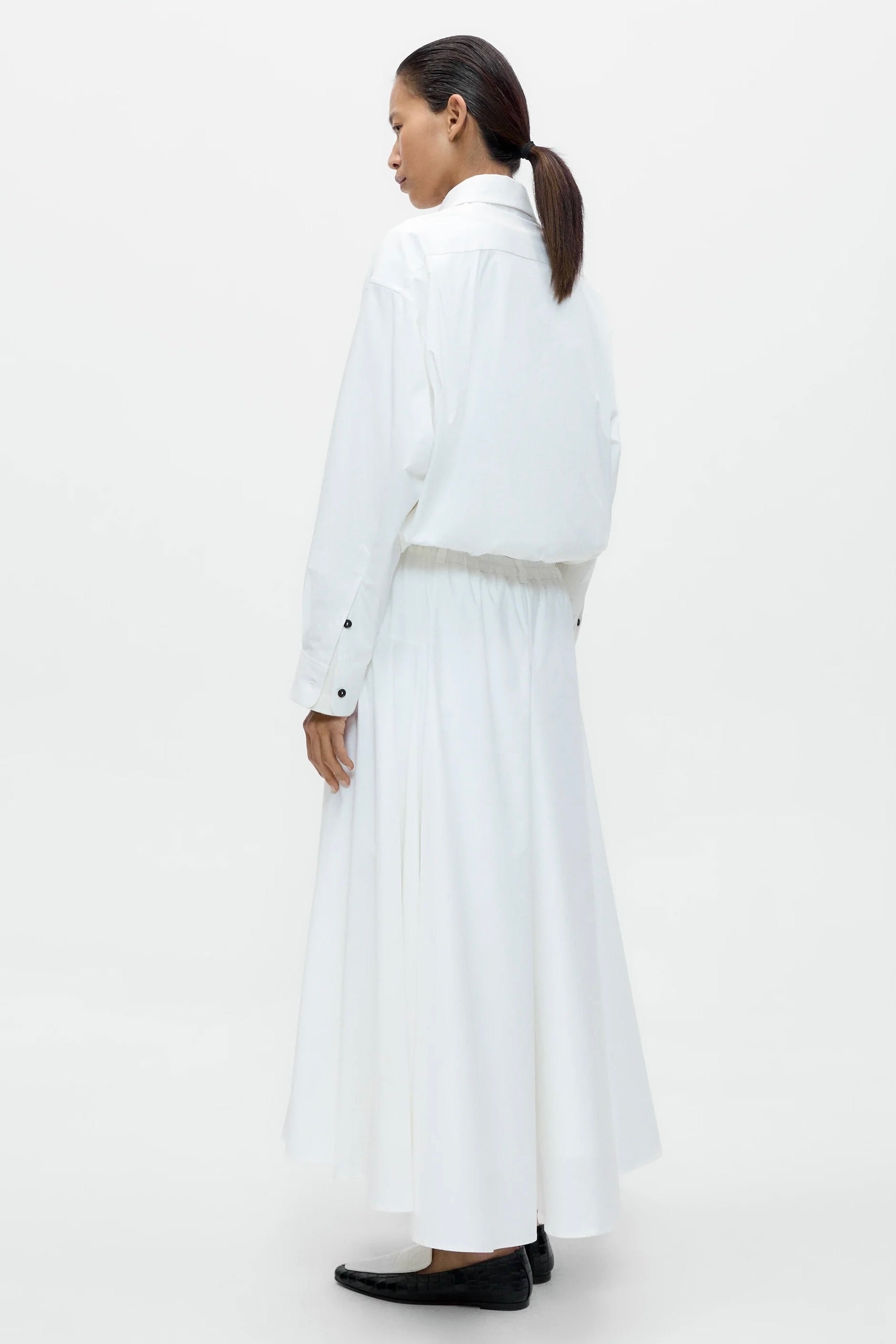 Cordera Bomber Shirt White oversized cotton bomber shirt side profile