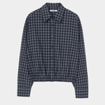 Cordera Checked Bomber Shirt Navy Orange oversized cotton bomber shirt hanging