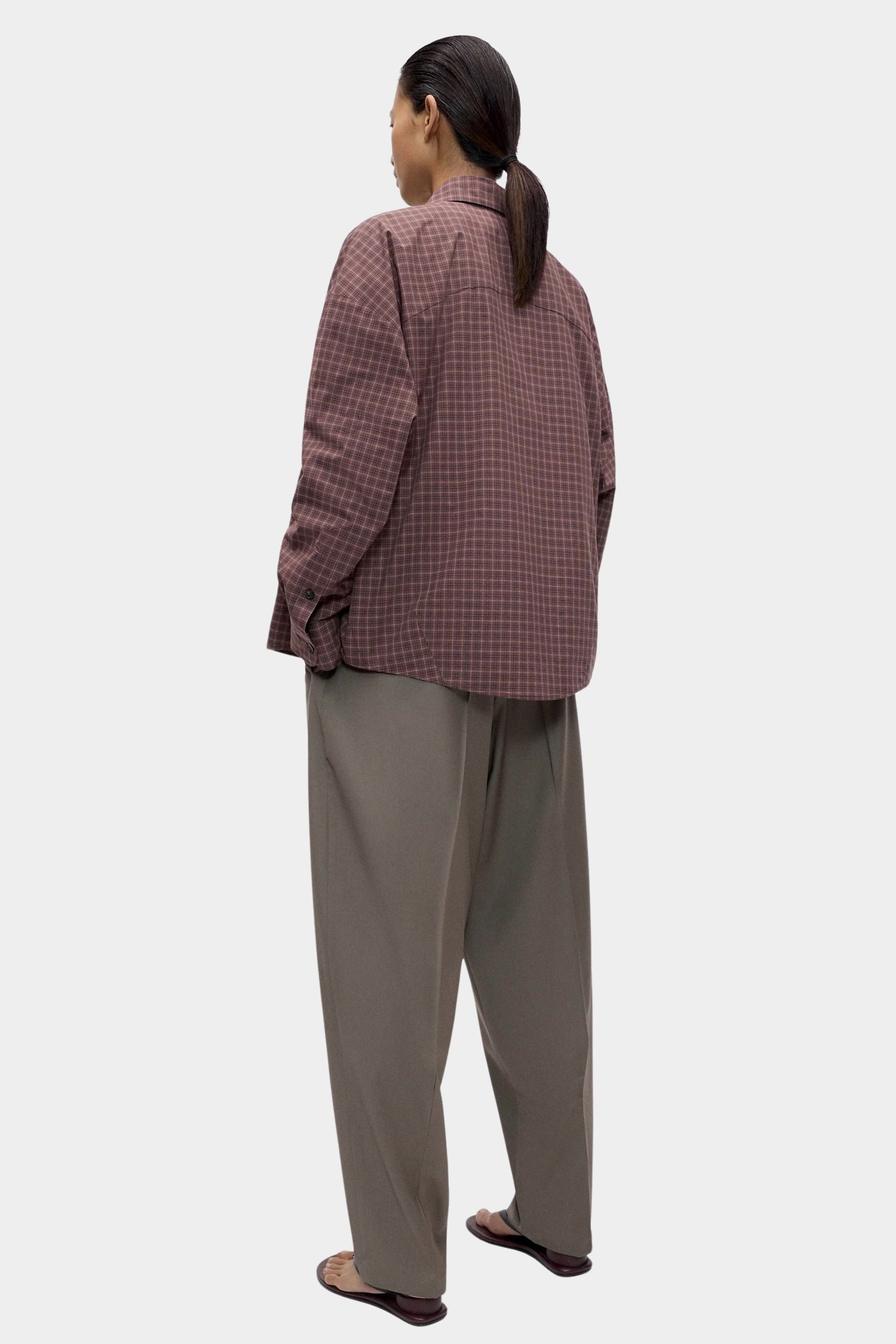 Cordera Checked Oversized Shirt Brown Navy back view
