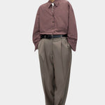 Cordera Checked Oversized Shirt Brown Navy full-length front view
