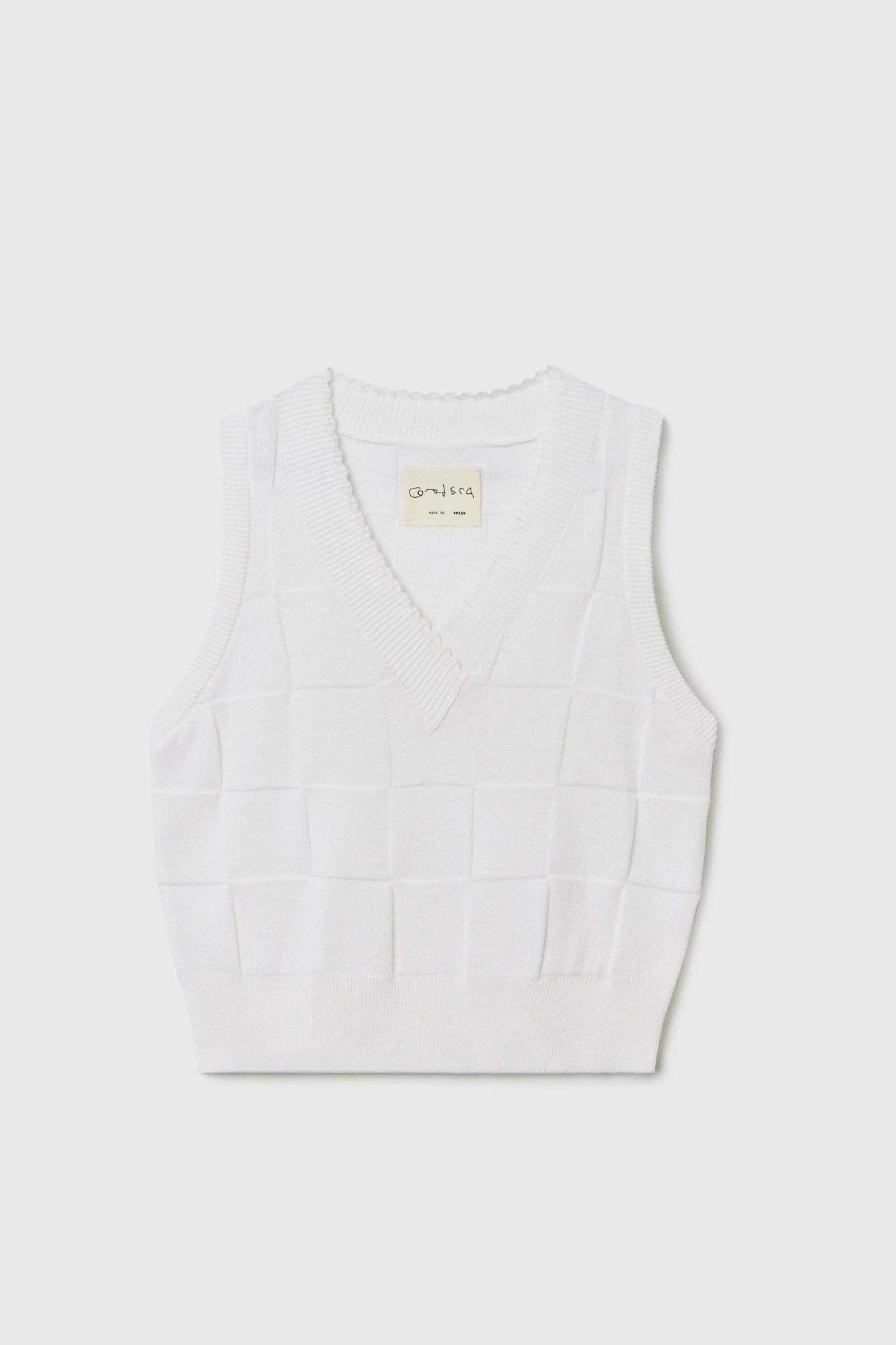 Cordera | Checkered Cotton & Cashmere Waistcoat In White - SHOP YUCCA Shirts & Tops CORDERA - YUCCA 