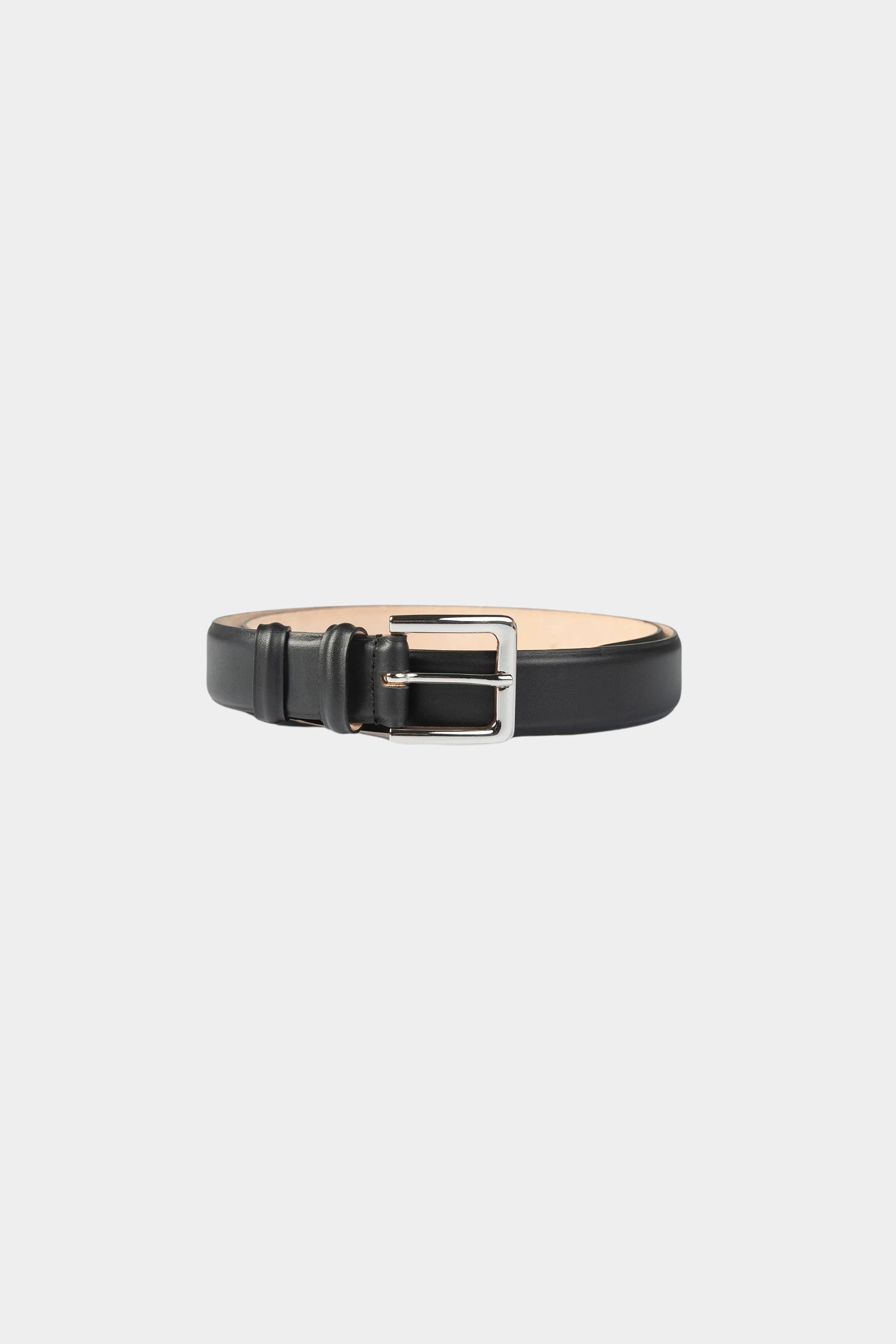 Cordera Classic Belt Black garment-only view with silver buckle