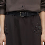 Cordera - Classic Belt - Black Crocodile - Belts - YUCCA, Artistic clothing for women, capsule wardrobe.
