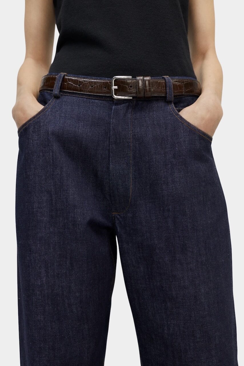 Cordera - Classic Belt - Brown Crocodile - Belts - YUCCA, Artistic clothing for women, capsule wardrobe.