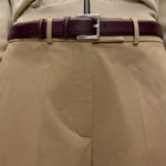 Cordera Classic Belt Prune styled with tailored trousers at YUCCA Denver