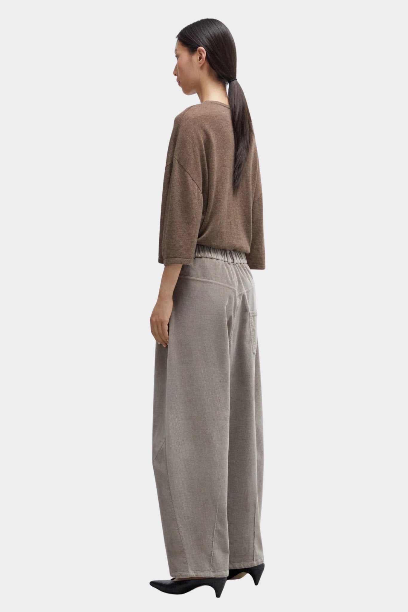 Cordera - Corduroy Baggy Pants - Cobblestone - Pants - YUCCA, chic outfits for women, women’s clothing store Denver.
