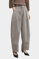 Cordera - Corduroy Baggy Pants - Cobblestone - Pants - YUCCA, chic outfits for women, women’s clothing store Denver.