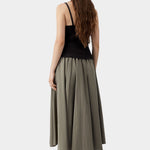 Brown ribbed knit tank top with fitted silhouette and clean back