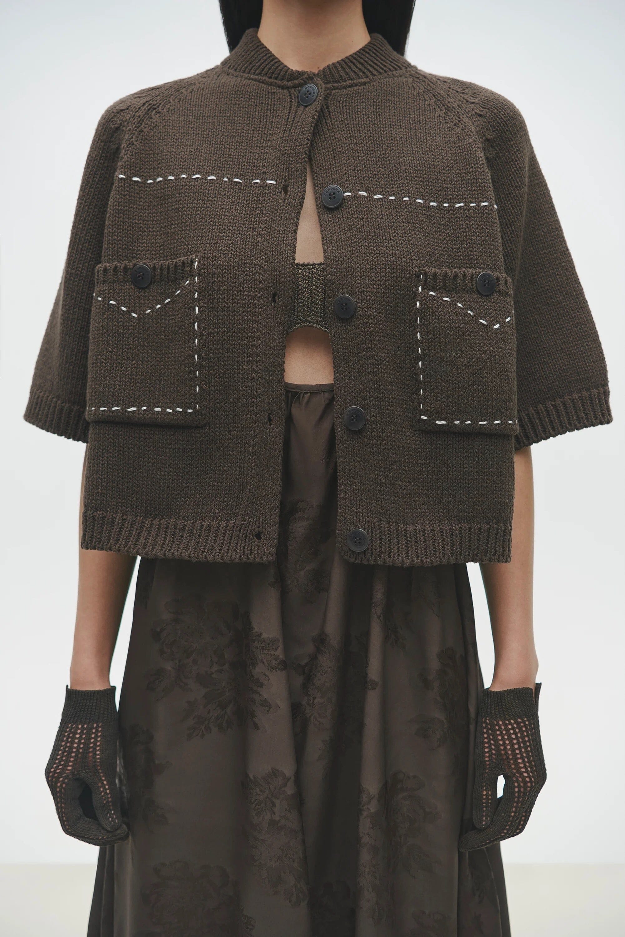 Cordera | Cotton Stitched Top In Brown - SHOP YUCCA Shirts & Tops CORDERA - YUCCA 
