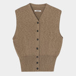 Cordera - Flecked Cotton Waistcoat - Copal - Top & Tees - YUCCA, cool clothes for women, women’s clothing store Denver.