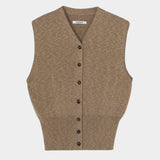 Cordera - Flecked Cotton Waistcoat - Copal - Top & Tees - YUCCA, cool clothes for women, women’s clothing store Denver.
