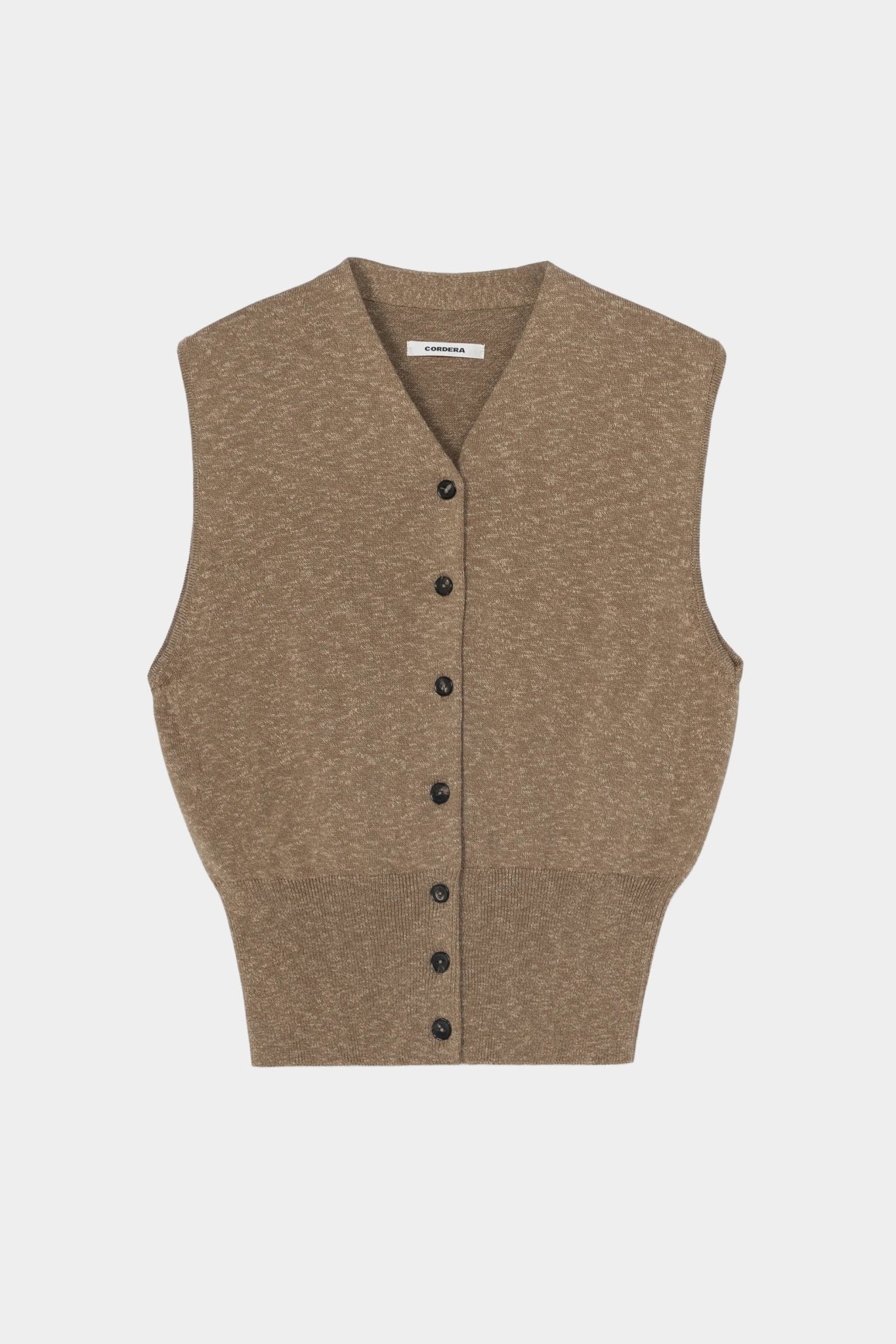 Cordera - Flecked Cotton Waistcoat - Copal - Top & Tees - YUCCA, cool clothes for women, women’s clothing store Denver.