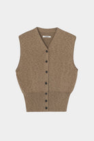 Cordera - Flecked Cotton Waistcoat - Copal - Top & Tees - YUCCA, cool clothes for women, women’s clothing store Denver.