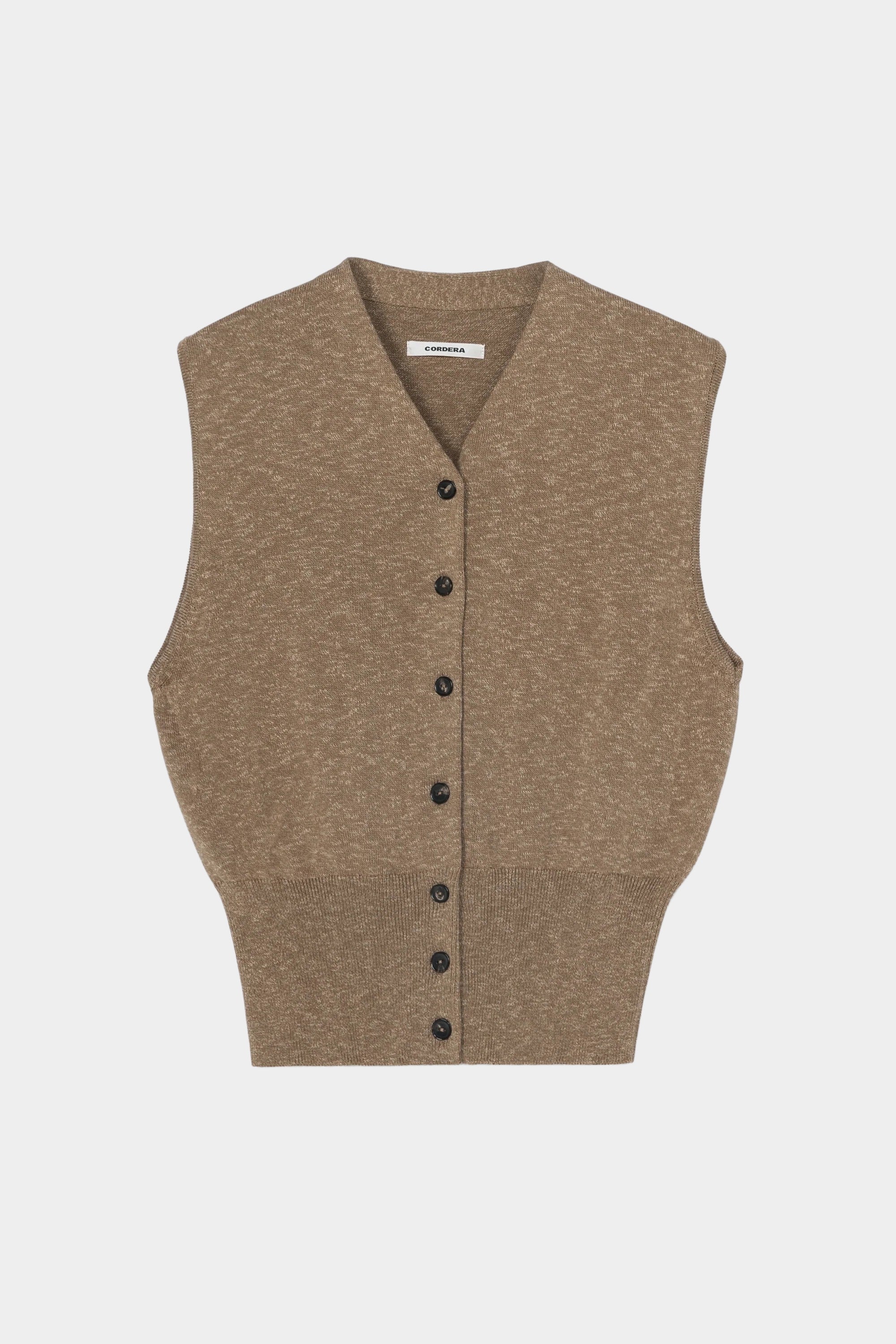 Cordera - Flecked Cotton Waistcoat - Copal - Top & Tees - YUCCA, cool clothes for women, women’s clothing store Denver.