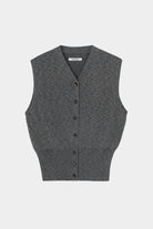 Cordera - Flecked Cotton Waistcoat - Grey - Top & Tees - YUCCA, cool clothes for women, women’s clothing store Denver.