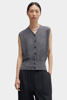 Cordera - Flecked Cotton Waistcoat - Grey - Top & Tees - YUCCA, cool clothes for women, women’s clothing store Denver.