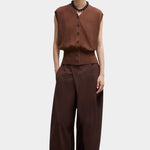 Cordera - Flecked Cotton Waistcoat - Russet - Top & Tees - YUCCA, cool clothes for women, women’s clothing store Denver.