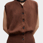Cordera - Flecked Cotton Waistcoat - Russet - Top & Tees - YUCCA, cool clothes for women, women’s clothing store Denver.
