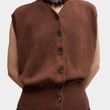 Cordera - Flecked Cotton Waistcoat - Russet - Top & Tees - YUCCA, cool clothes for women, women’s clothing store Denver.