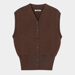 Cordera - Flecked Cotton Waistcoat - Russet - Top & Tees - YUCCA, cool clothes for women, women’s clothing store Denver.