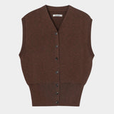 Cordera - Flecked Cotton Waistcoat - Russet - Top & Tees - YUCCA, cool clothes for women, women’s clothing store Denver.