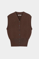 Cordera - Flecked Cotton Waistcoat - Russet - Top & Tees - YUCCA, cool clothes for women, women’s clothing store Denver.