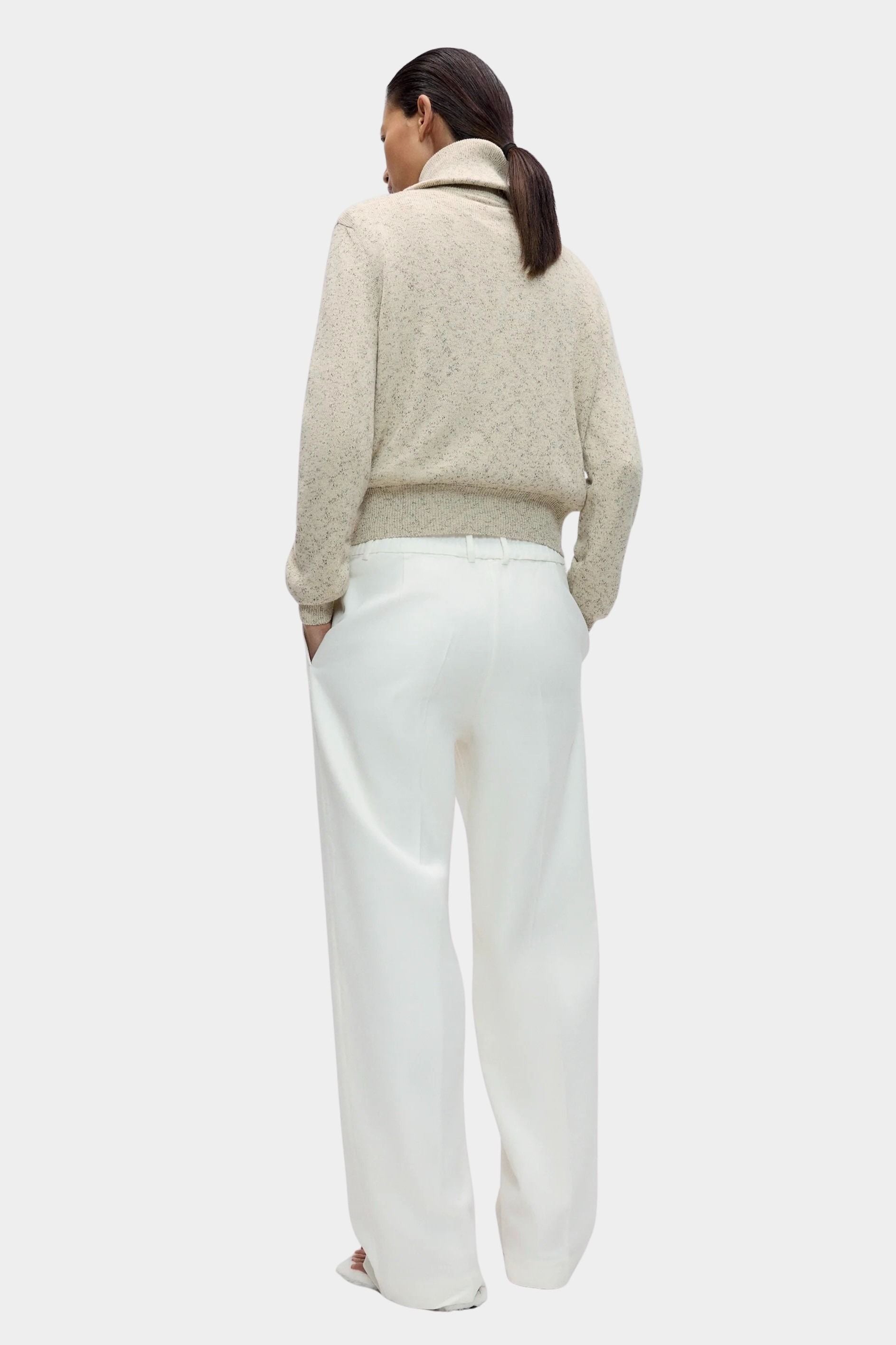 Cordera Flecked Cotton Zip-Up Sweater back view
