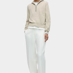 Cordera Flecked Cotton Zip-Up Sweater full-length outfit view