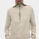 Cordera Flecked Cotton Zip-Up Sweater natural front view at YUCCA Denver