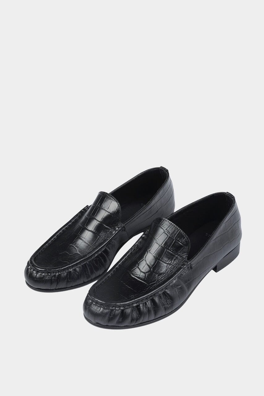 Cordera - Leather Loafer - Rama Crocodile Black - Footwear - YUCCA, women’s clothing website, women’s high quality shoes.
