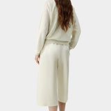 Cream flecked knit cardigan with relaxed fit and ribbed hem