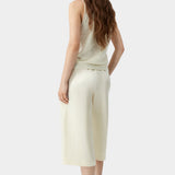 Cream flecked knit tank top with relaxed fit and clean back