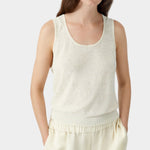 Cream flecked knit tank top with scoop neckline and subtle texture